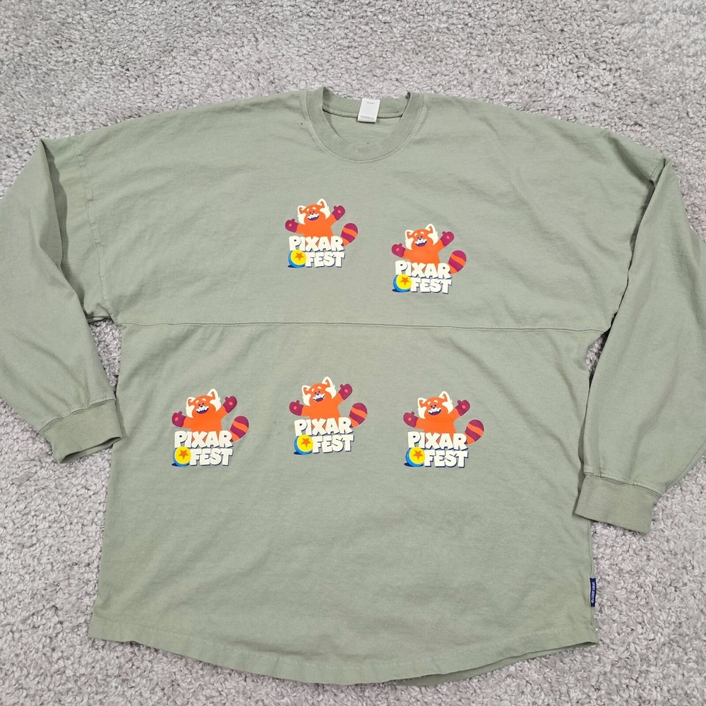 Disney Womens Pixar Fest Spirit Jersey Shirt Size L Green Graphic Parkwear